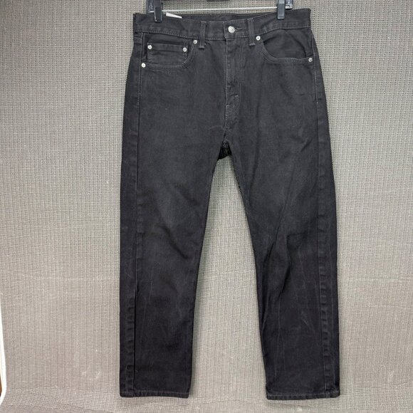 Levis 505 Mens Black Denim Jeans W34 L30 Straight Fit - Picture 1 of 9